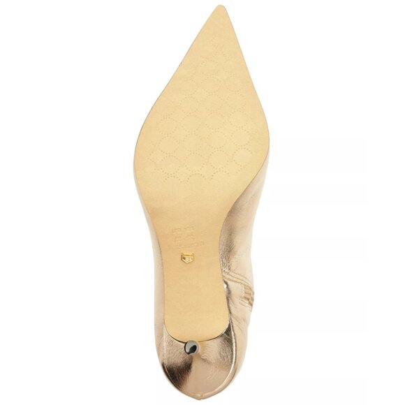 Arezzo Womens Skye Low Stiletto Leather Comfortable Calf Boots Gold Size 6M NIB - Picture 6 of 6